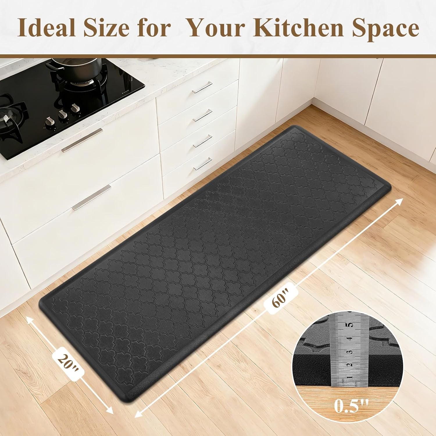 Kitchen Mat Cushioned anti Fatigue Kitchen Floor Mat Runner 20"X60" Non Slip Kitchen Mats for Floor Waterproof Kitchen Rugs and Mats Comfort Mat for Standing Desk,Sink,Laundry